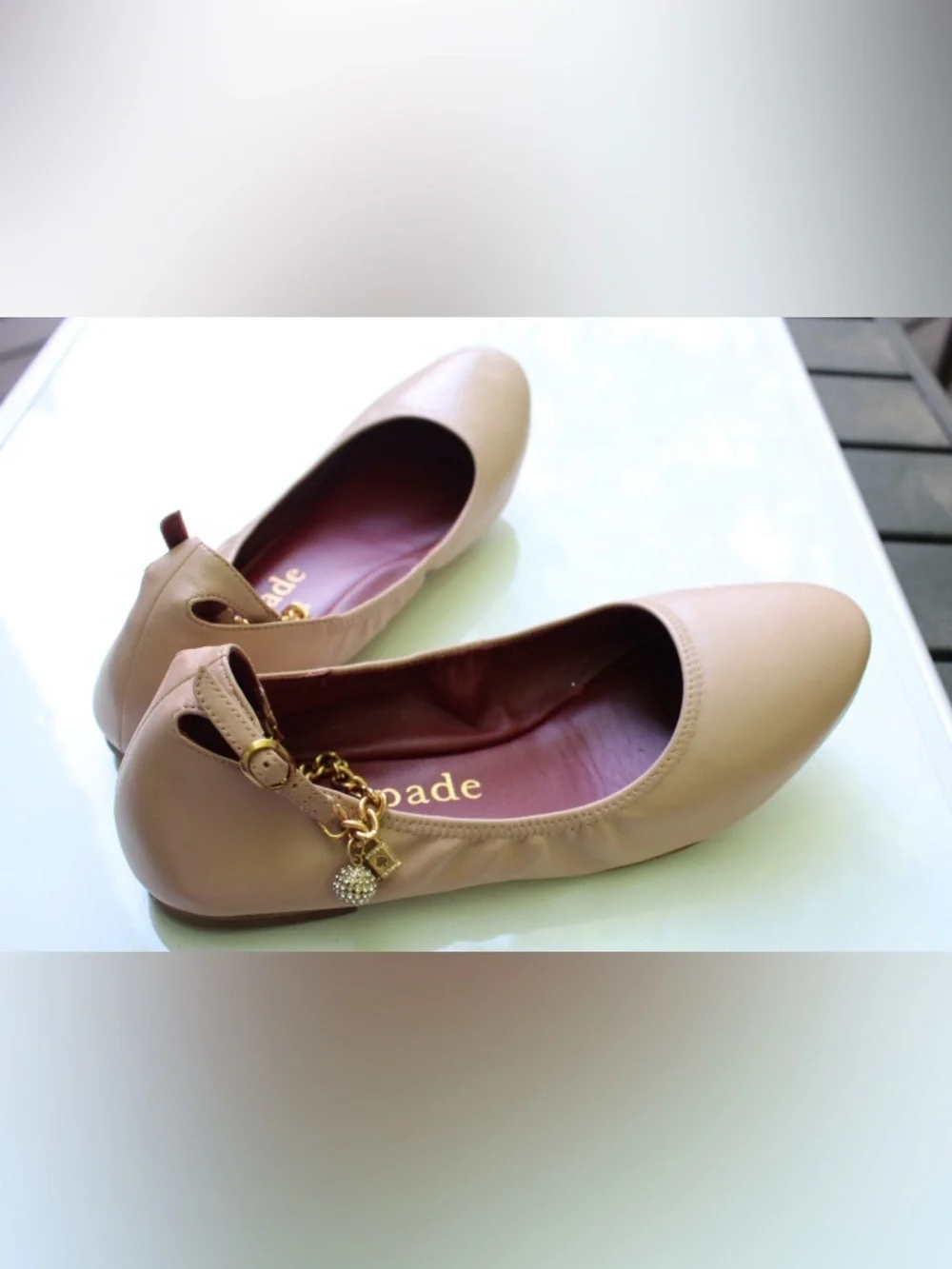 Kate Spade crush flats with chain